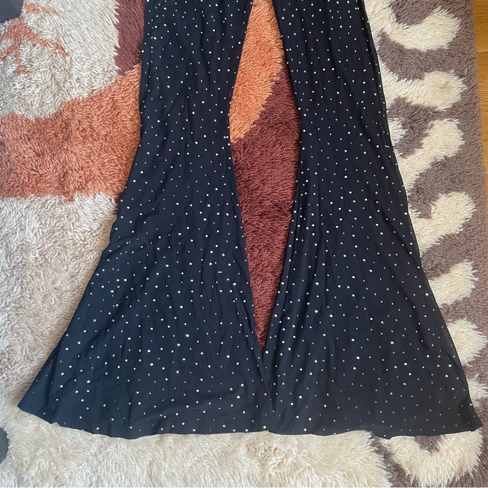 Rhinestone Mesh Bellbottoms Vintage